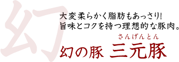 大変柔らかく脂肪もあっさり！旨味とコクを持つ理想的な豚肉。　幻の豚 三元豚