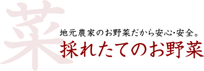 地元農家のお野菜だから安心・安全。　採れたてのお野菜